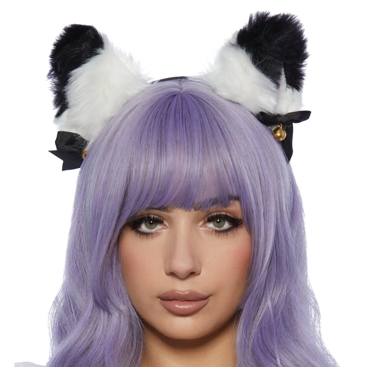 Black and White Ears Headband with Bow for Adults - Image 2