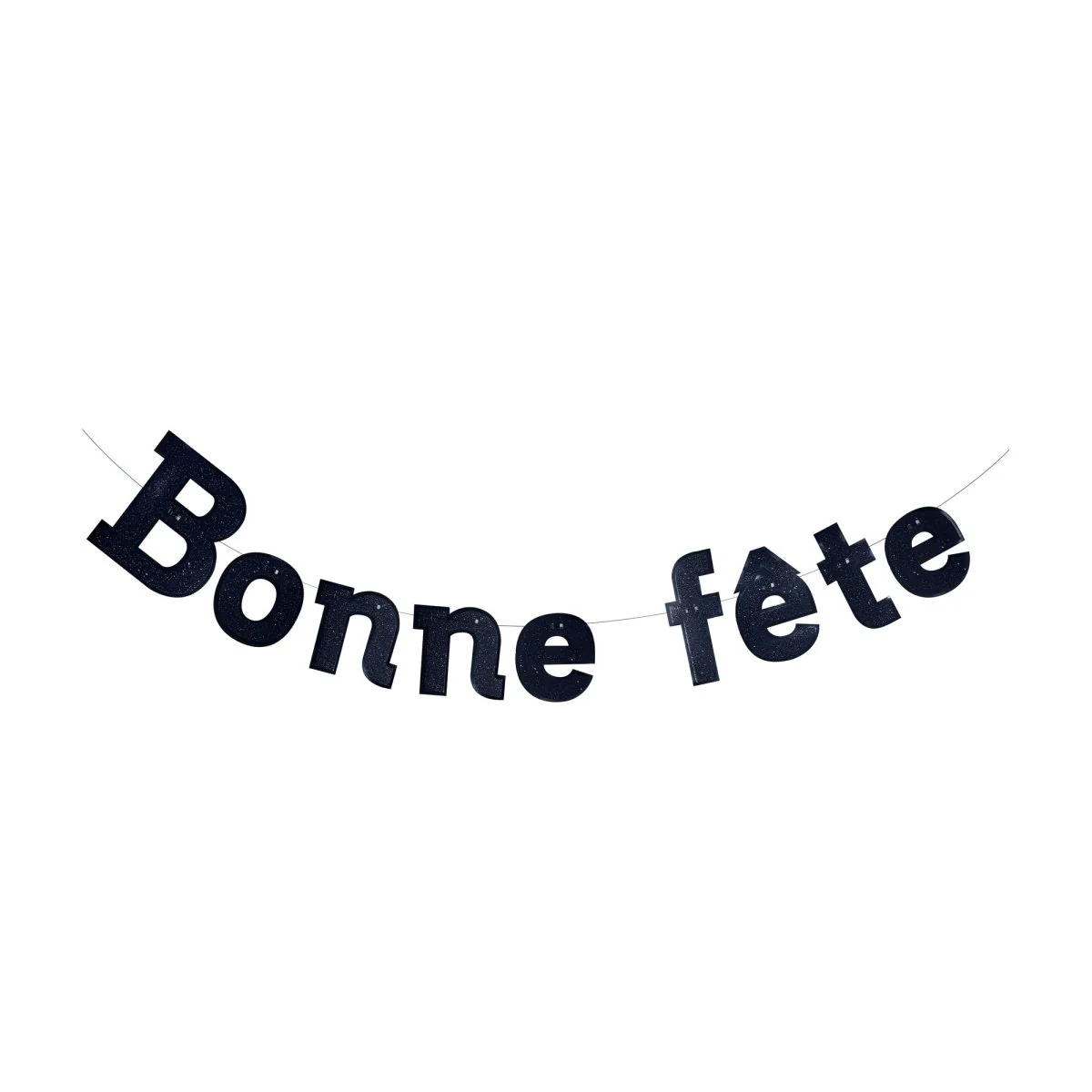Black "Bonne Fête" Diamond Letter Banner, 94 Inches, 1 Count