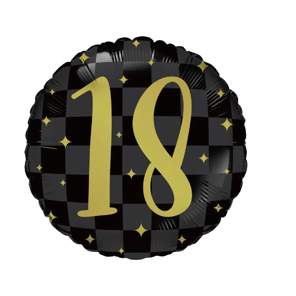 Black Checkered 18th Birthday Round Foil Balloon, 18 Inches, 1 Count