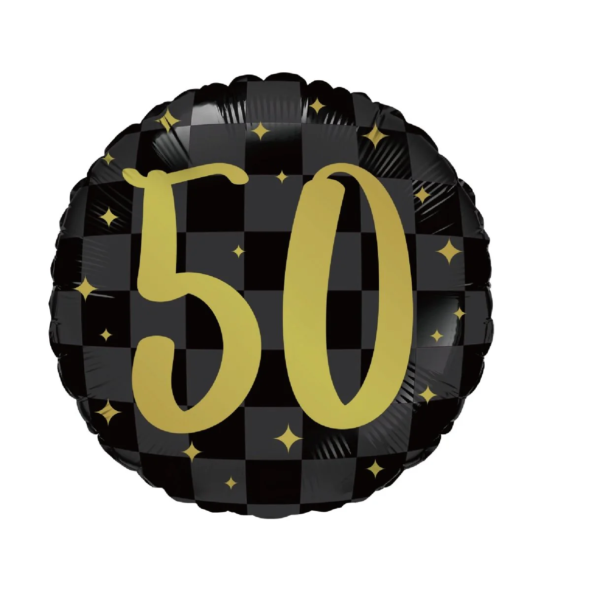 Black Checkered 50th Birthday Round Foil Balloon, 18 Inches, 1 Count