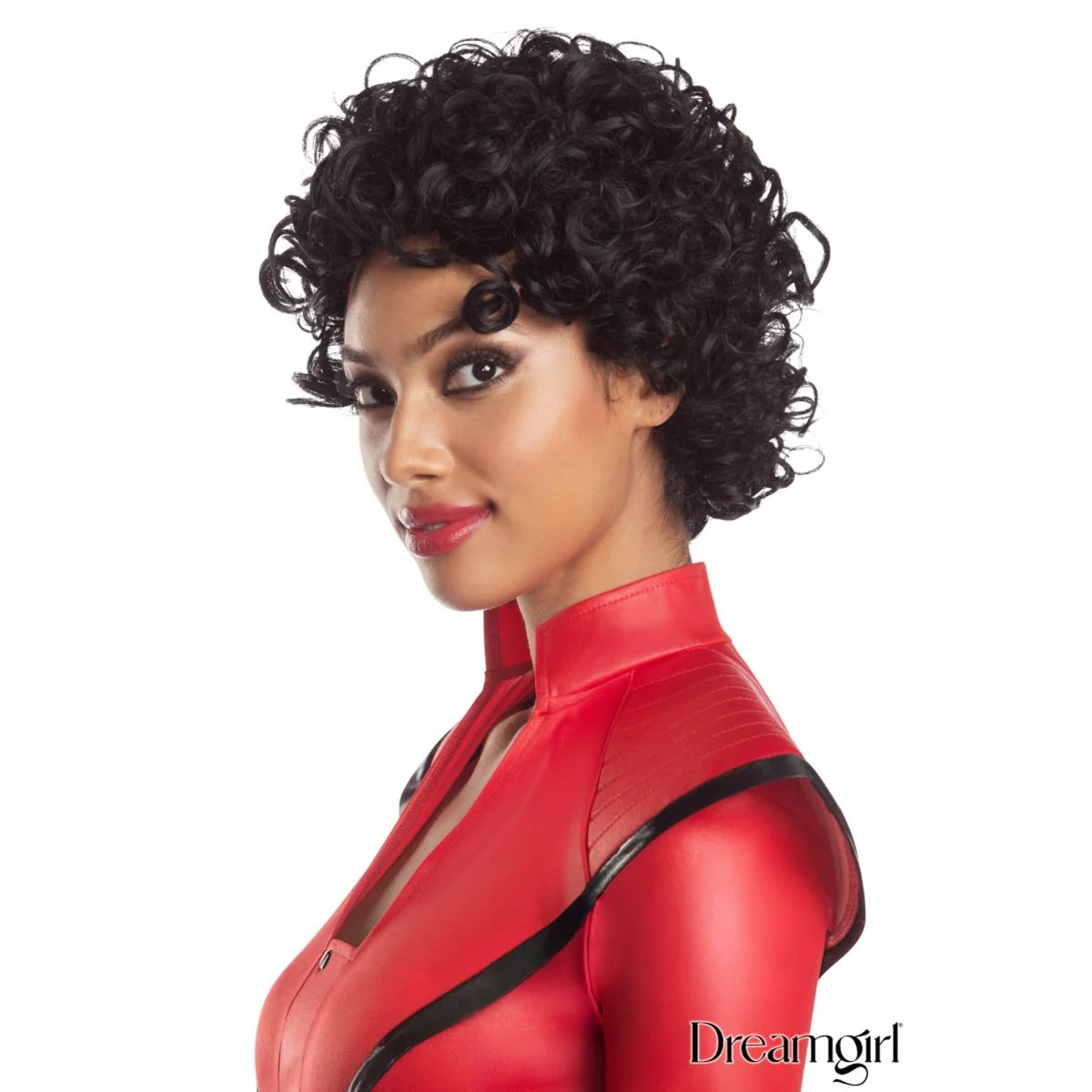 Black Curly Mullet Wig for Adults - Image 2