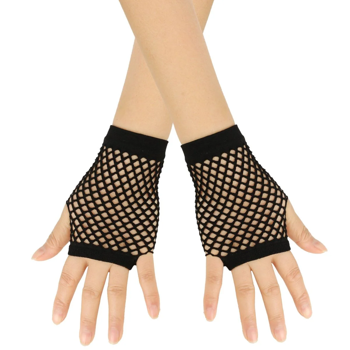Black Short Fishnet Gloves for Adults