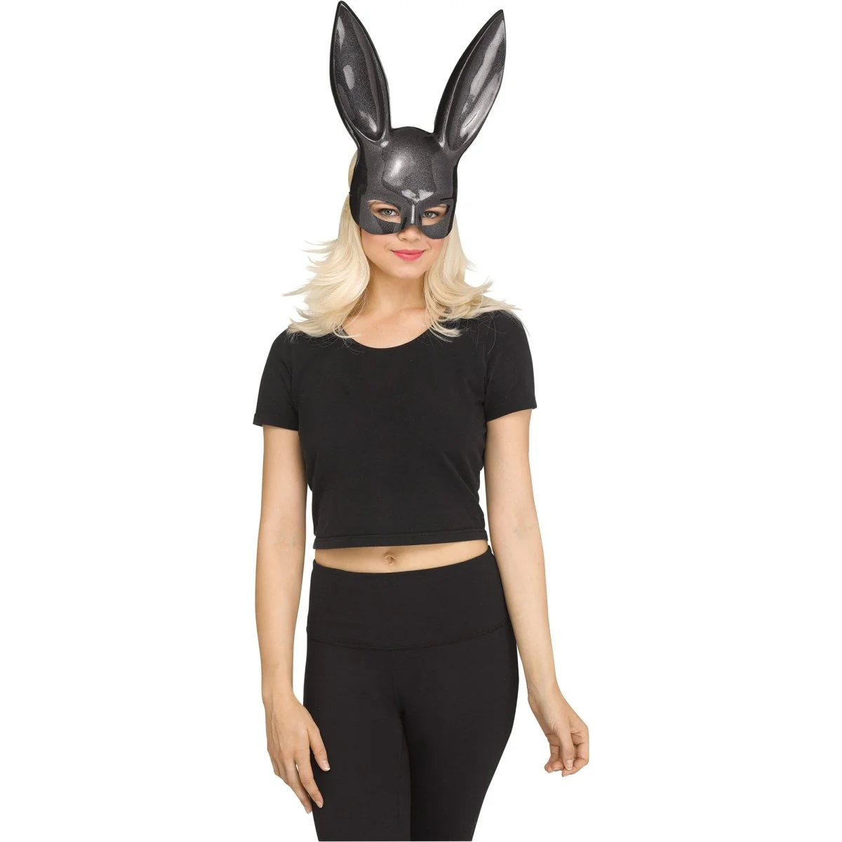 Black Glitter Bunny Mask for Adults