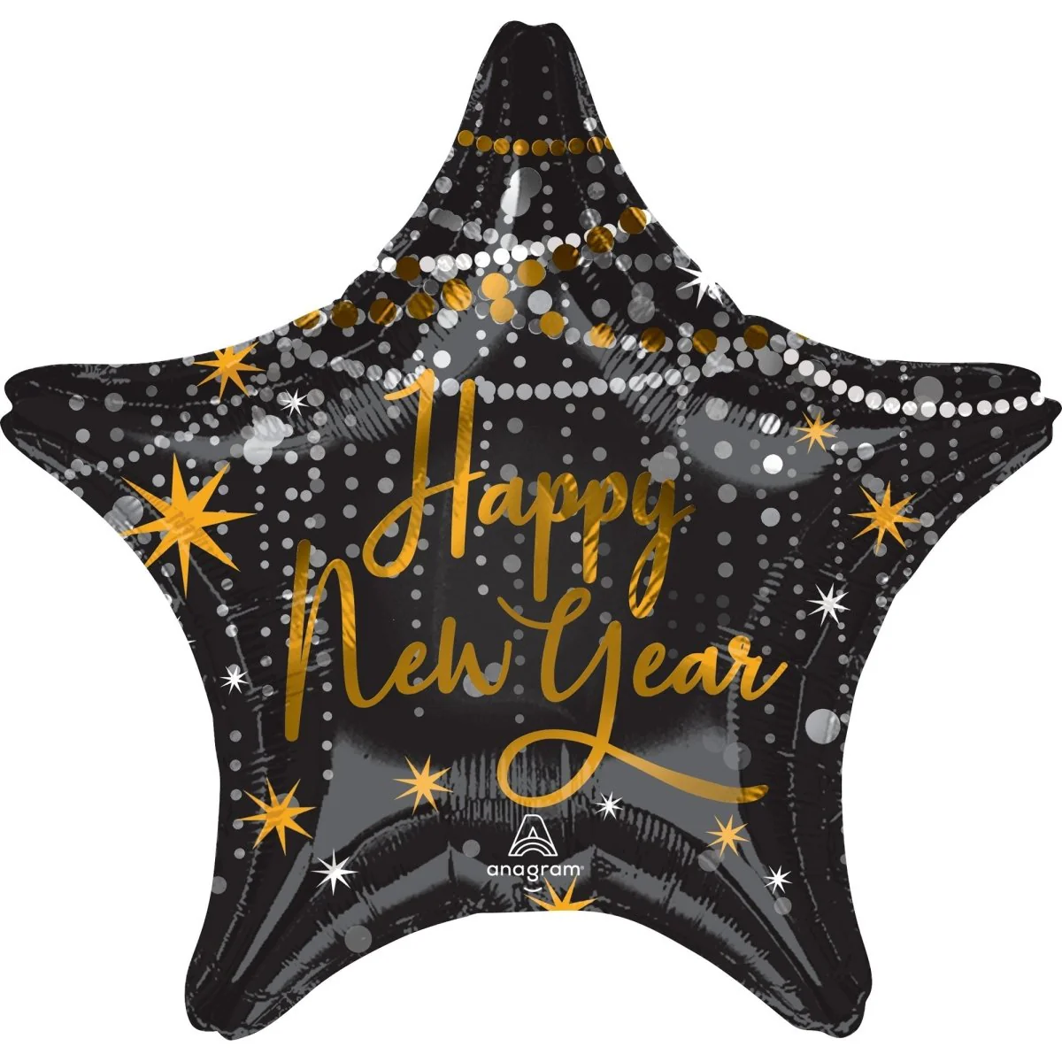 Happy New Year Star Shaped Foil Balloon, 18 Inches, 1 Count