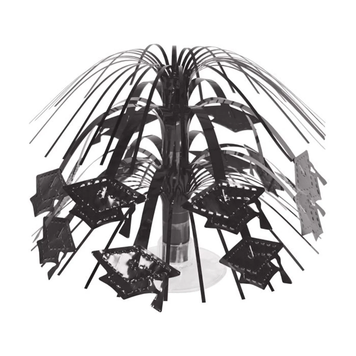 Black Grad Cap Mini Cascade Centerpiece, 7.5 Inches, 1 Count