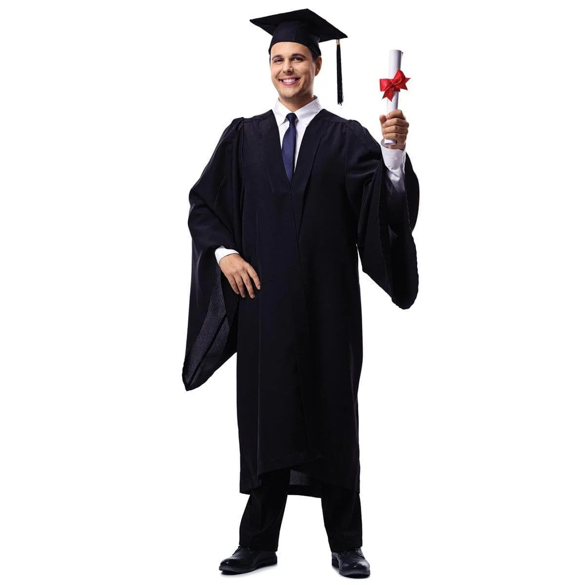 Black Graduation Gown with Hat for Adults - Image 3