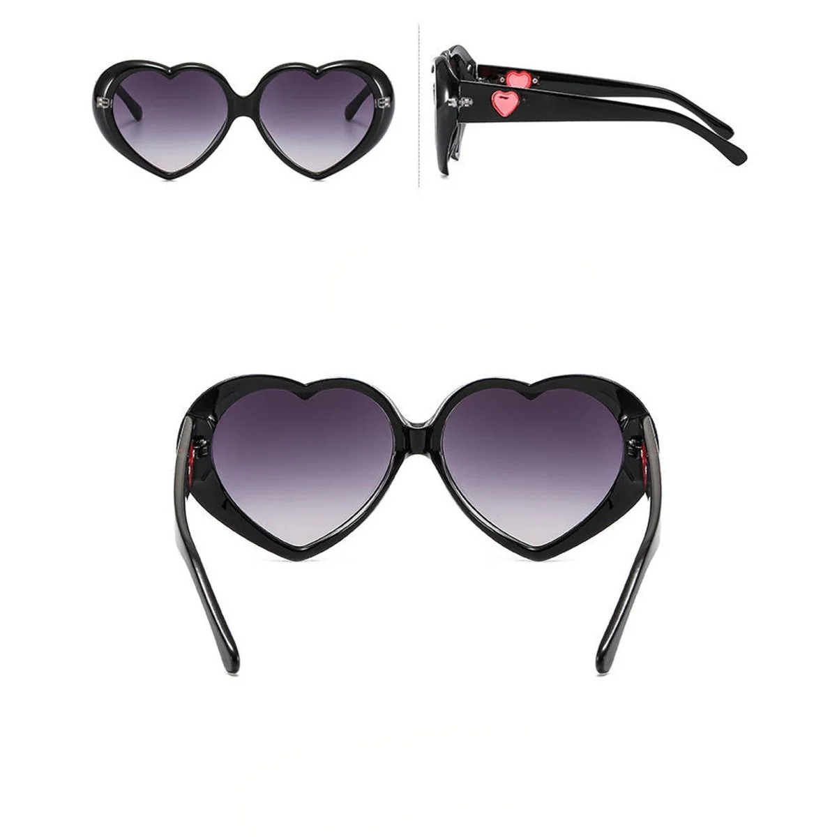 Black Heart Shaped Sunglasses for Adults - Image 3