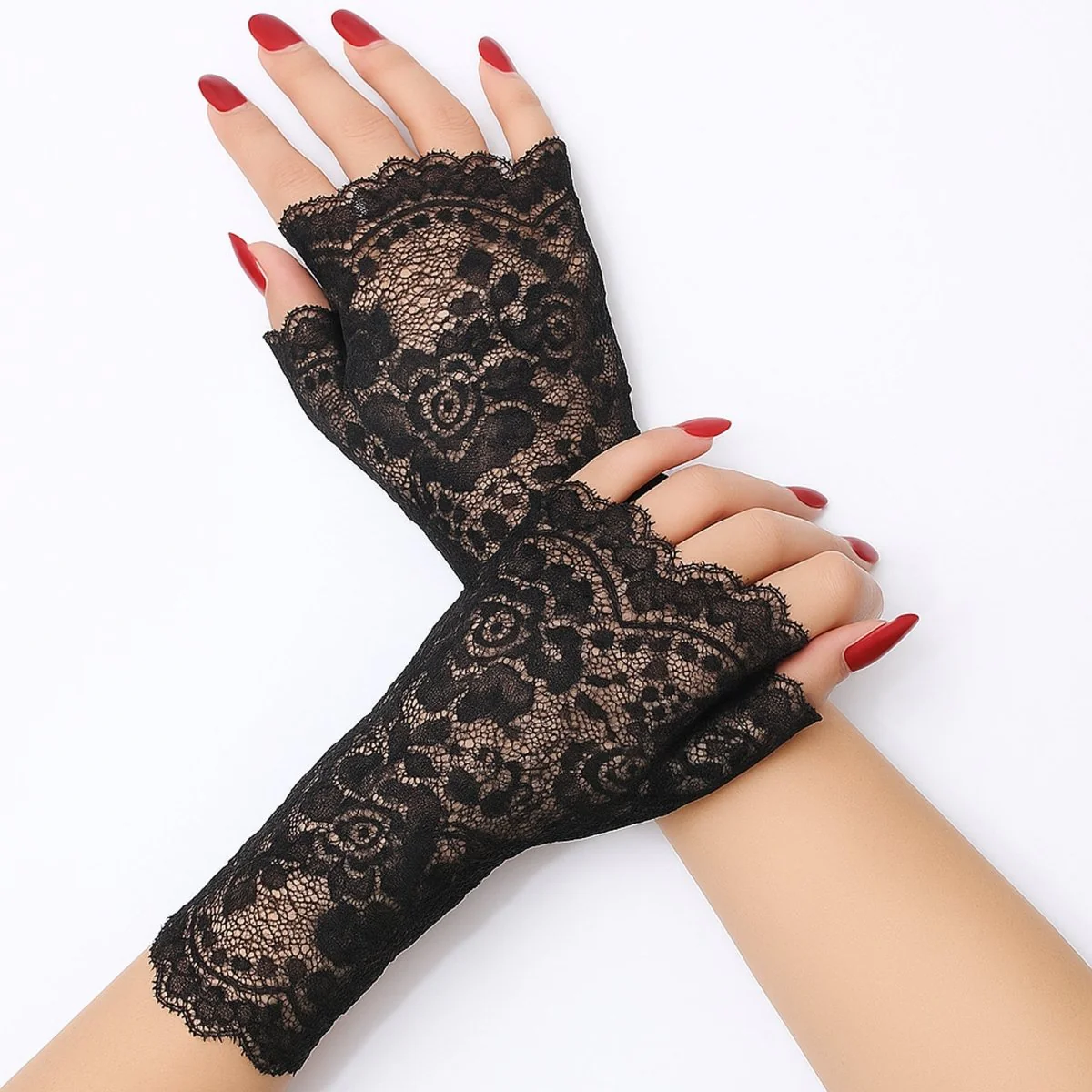 Black Lace Gloves for Adults
