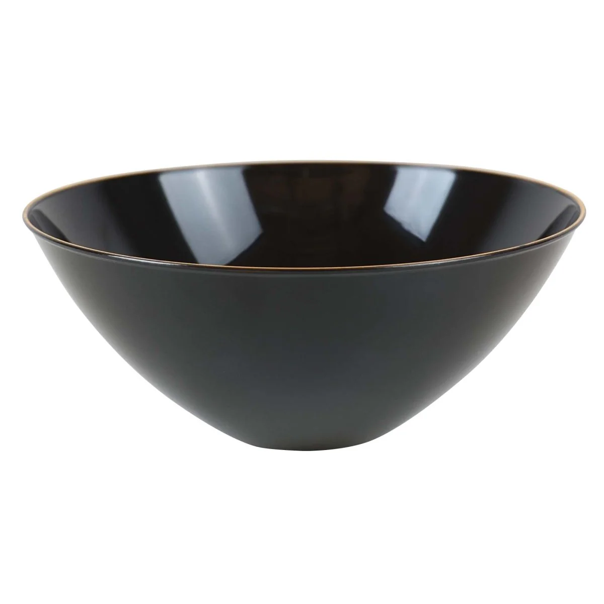 Black Premium Quality Salad Bowl with Gold Rim, 58 oz, 1 Count