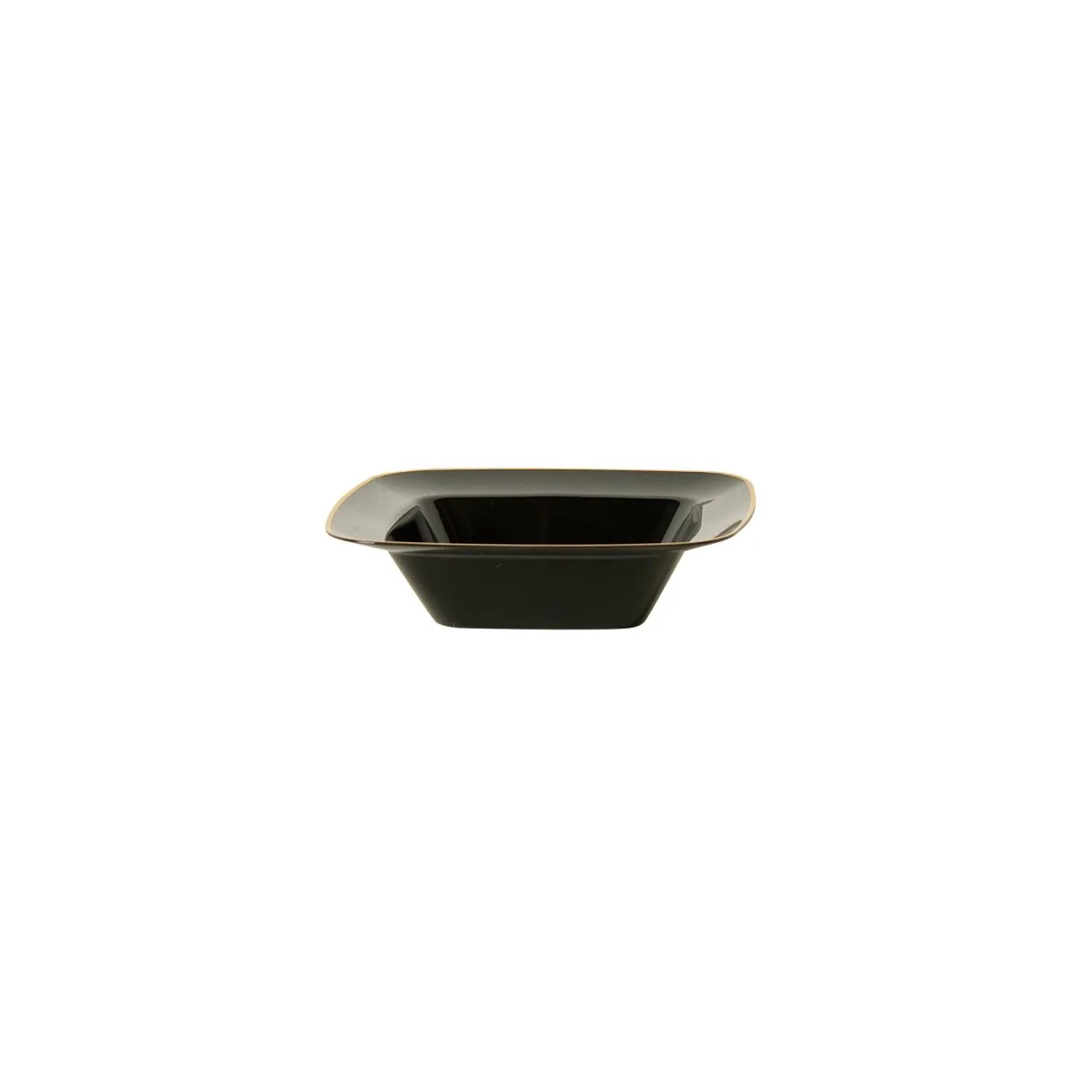 Black Premium Quality Small Square Bowls with Gold Rim, 5 Inches, 10 Count