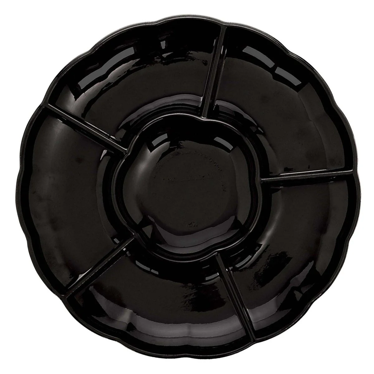 Black Recyclable Plastic Tray with Compartment, 16 Inches, 1 Count