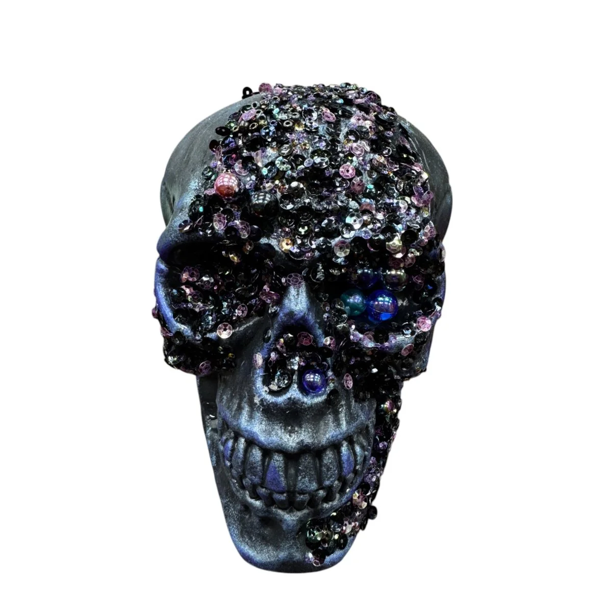 Black Skeleton Head with Pearls, 1 Count - Image 2