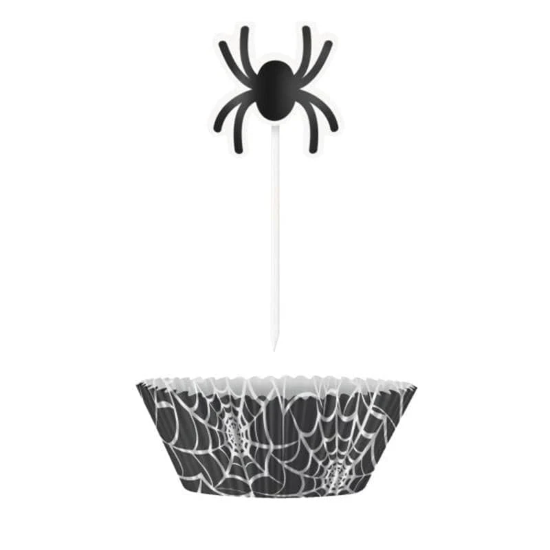 Black spider cupcake kit, 24 per package