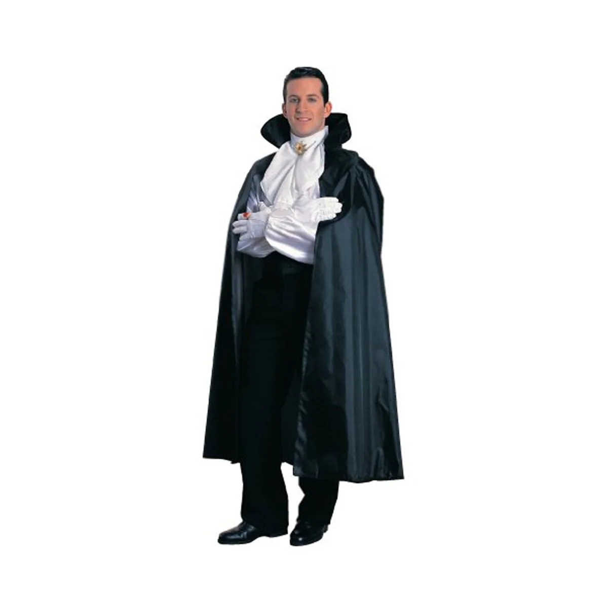 Black Taffeta Cape with Collar