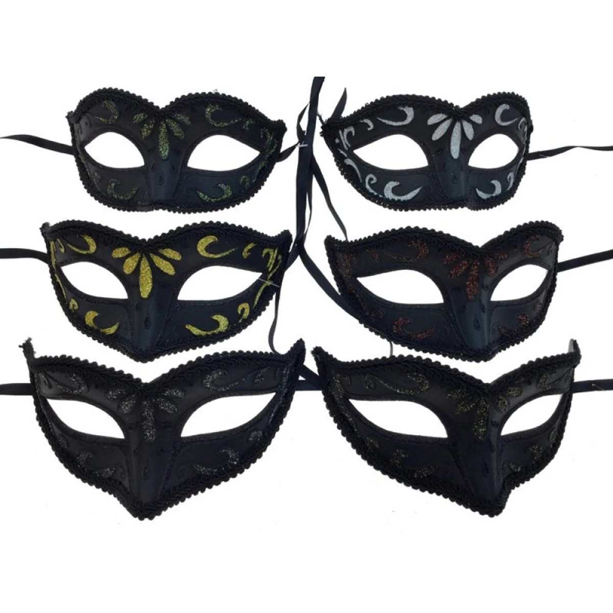 Black Venetian Mask with Glitter, Assortment, 1 Count