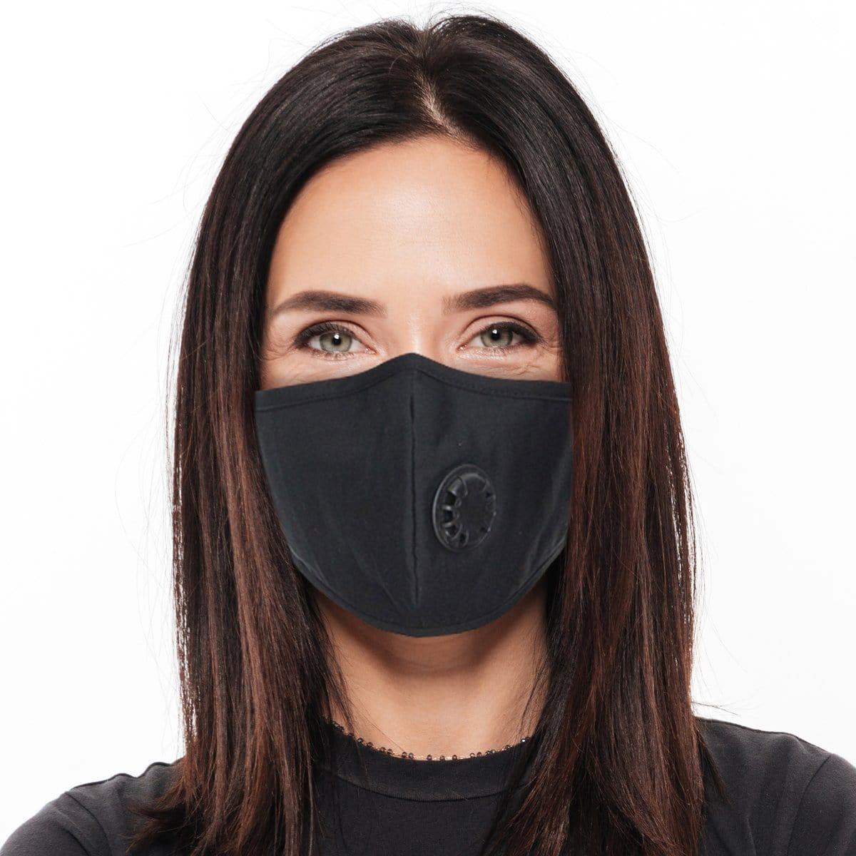 Black washable cotton face mask with activated carbon filter for adult - Image 2