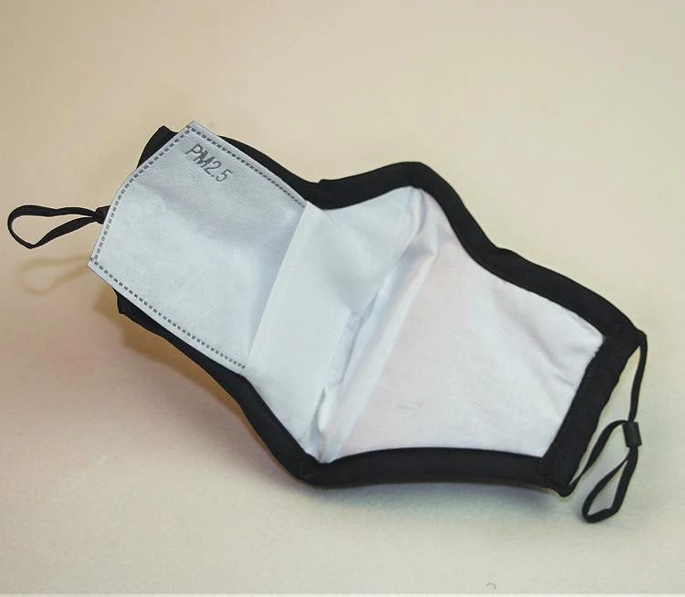 Black washable cotton face mask with activated carbon filter for adult - Image 3