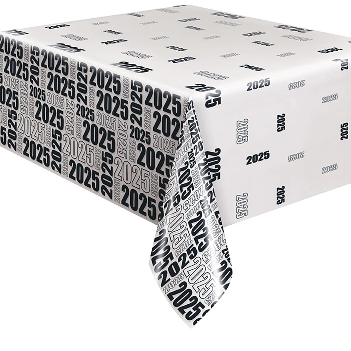 Black & White 2025 Plastic Table Cover, 54 X 108 Inches, 1 Count