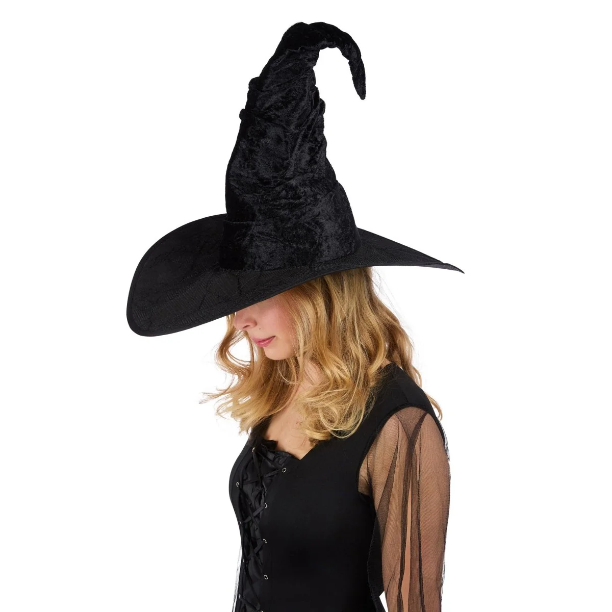 Black Witch Hat with Spider Web for Adults - Image 2