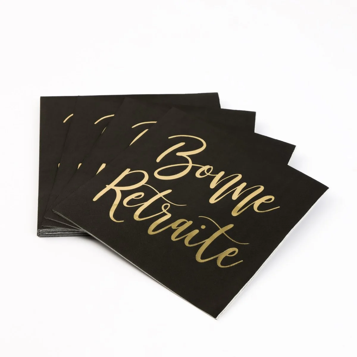 Black "Bonne Retraite" Large Lunch Napkins, 16 Count - Image 2