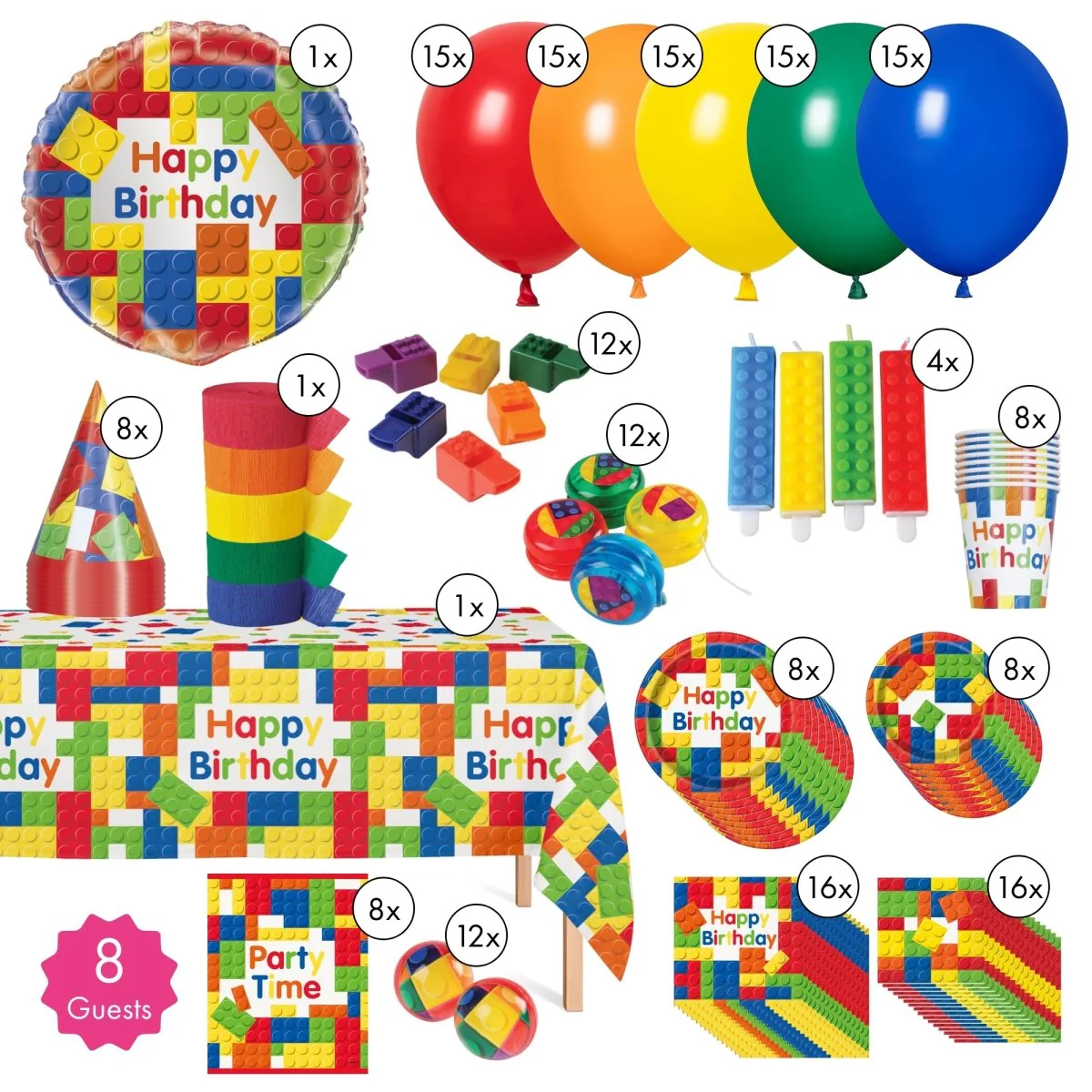 Block Party Ultimate Birthday Party Supplies Kit, 8 Guests - Image 2