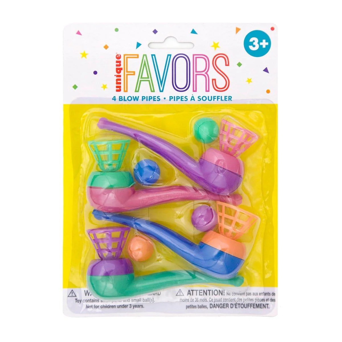 Multicolor blow pipes, 4 per package