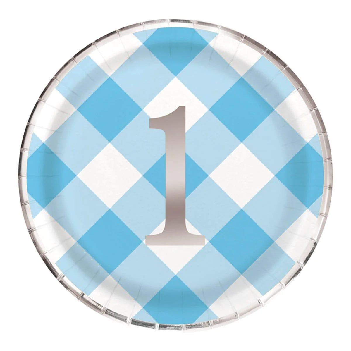 Blue Gingham Paper Plates 9 Inches, 8 Count