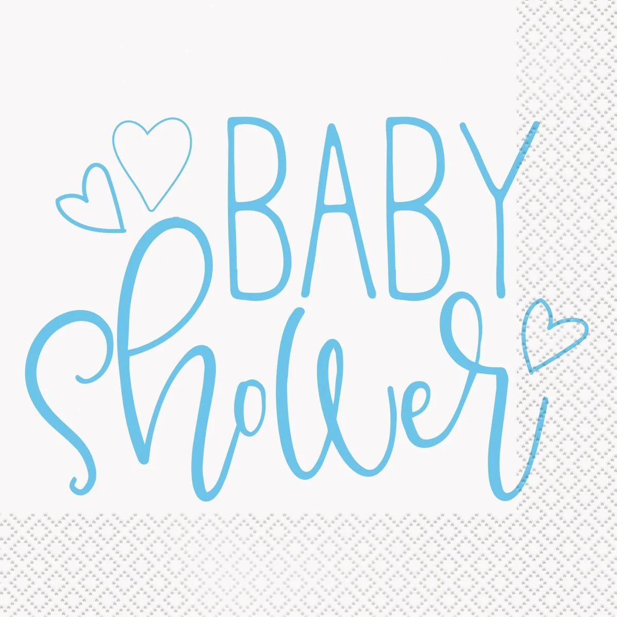 Blue Heart Baby Shower Large Lunch Napkins, 16 Count