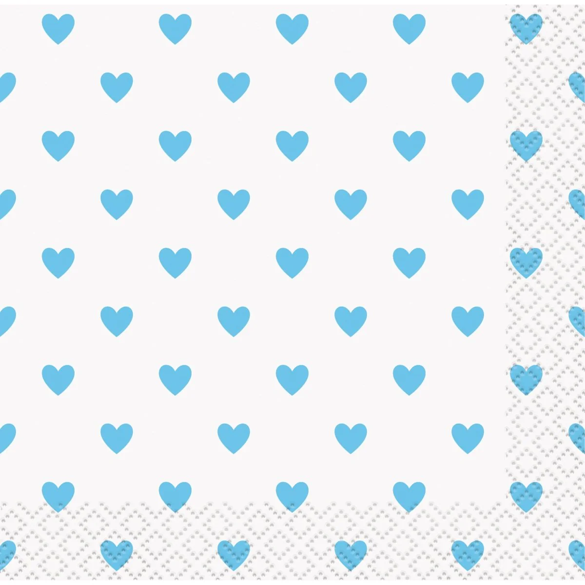 Blue Heart Baby Shower Small Beverage Napkins, 16 Count