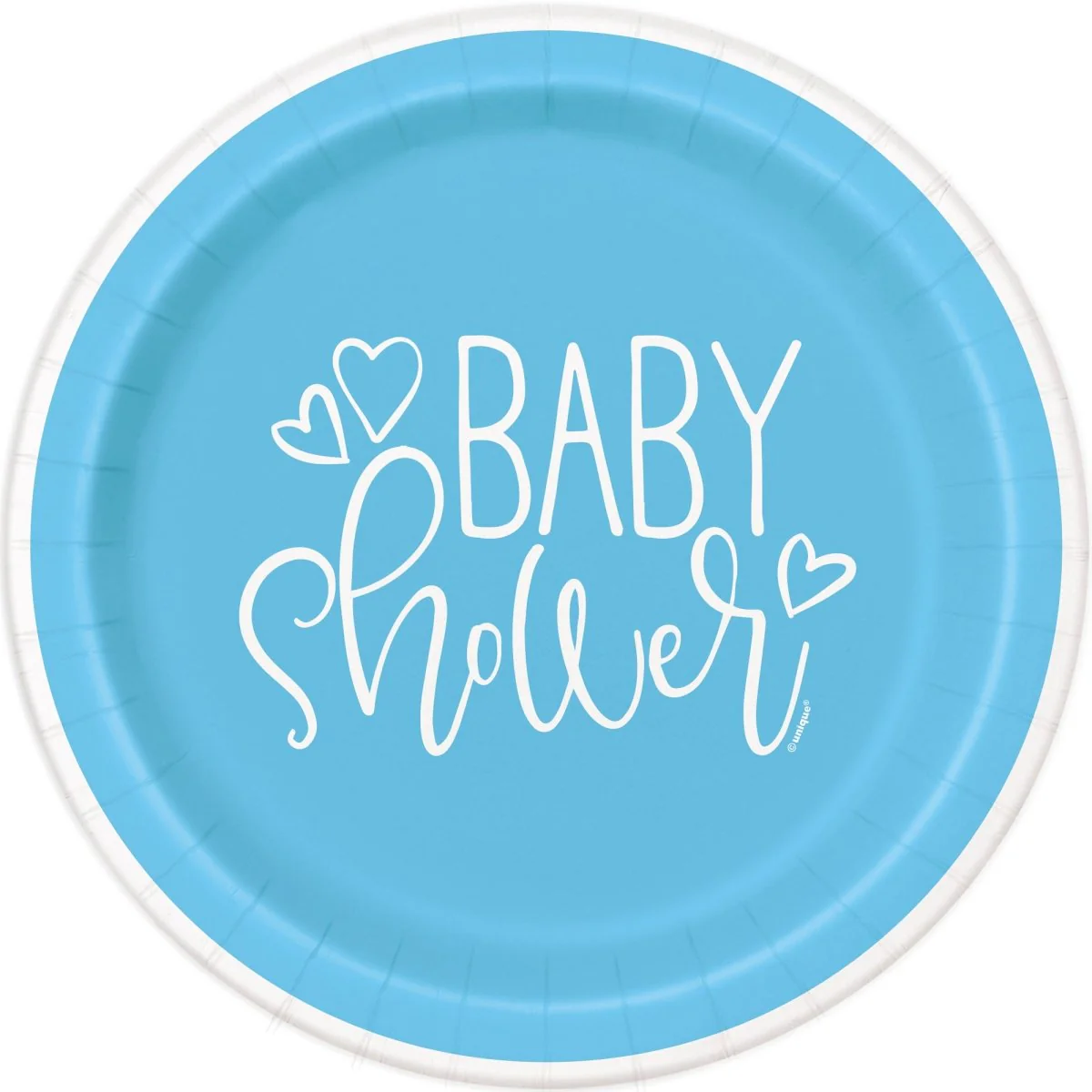 Blue Hearts Small Round Dessert Paper Plates, 7 Inches, 8 Count