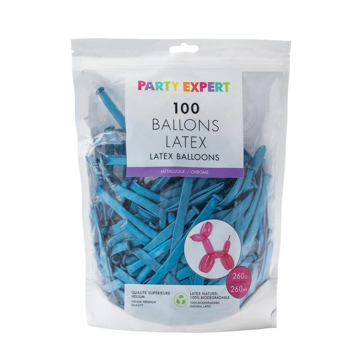 Blue Latex Balloon 260 mm, Chrome Collection, 100 Count - Image 2