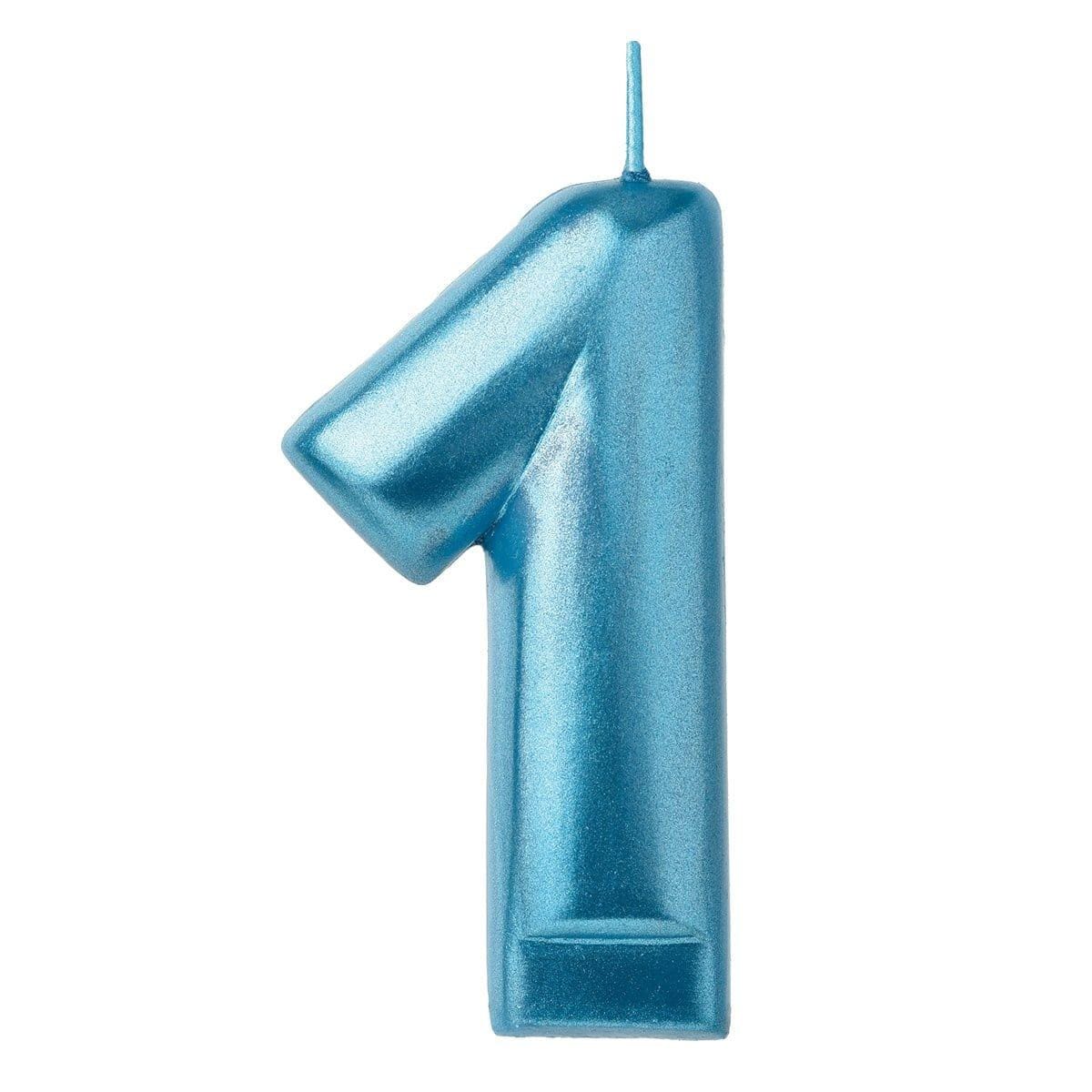 Blue Numeral Candle #1