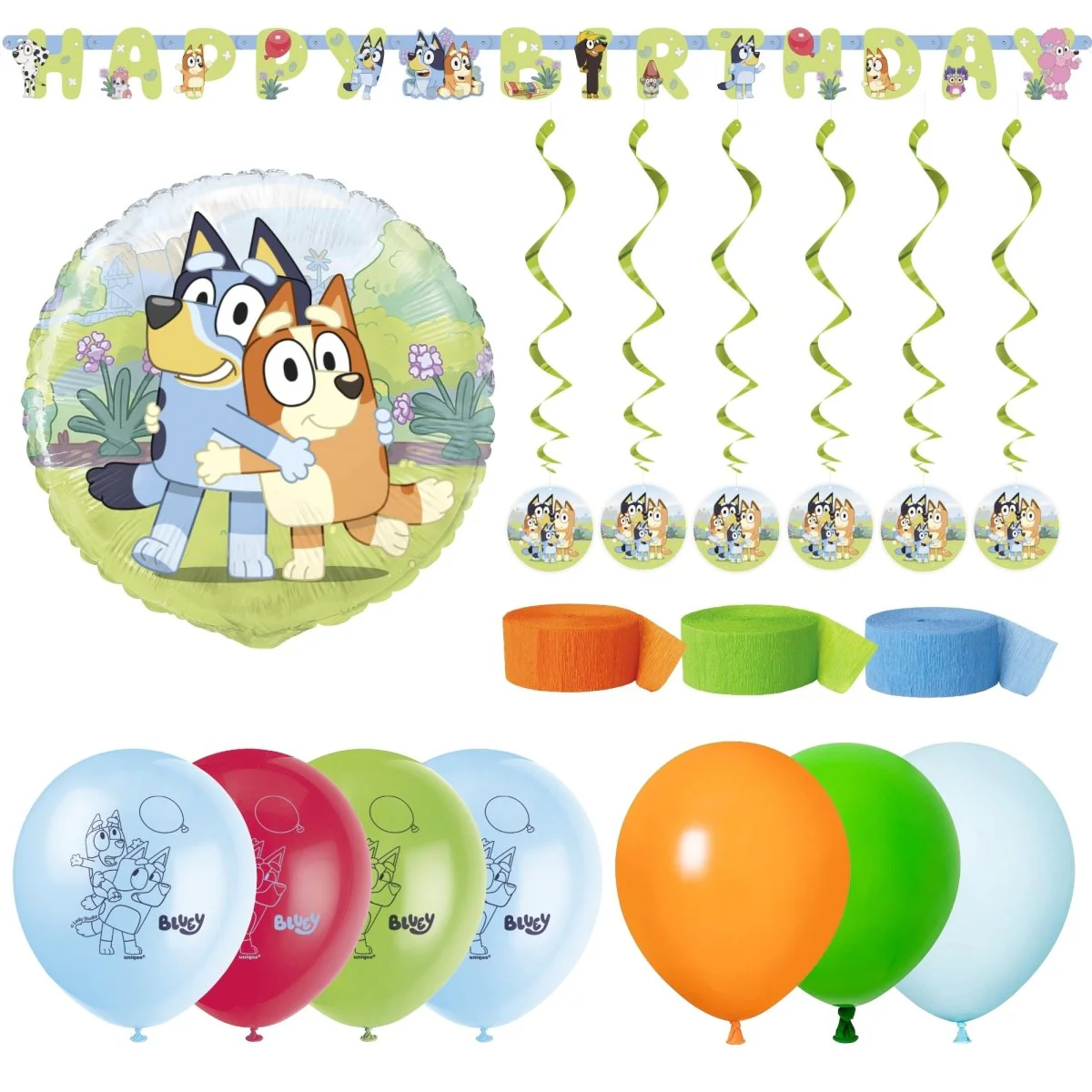 Bluey Basic Decoration Party Supplies Kit, 8 Guests
