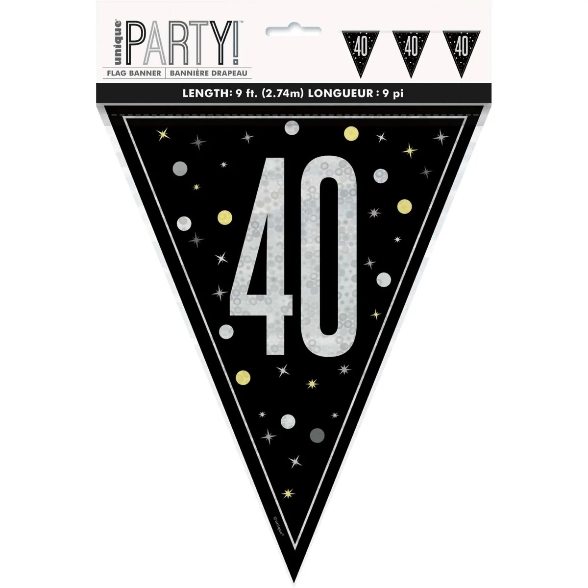 Bonne Fête Black/Silver - Pennant Banner - 40