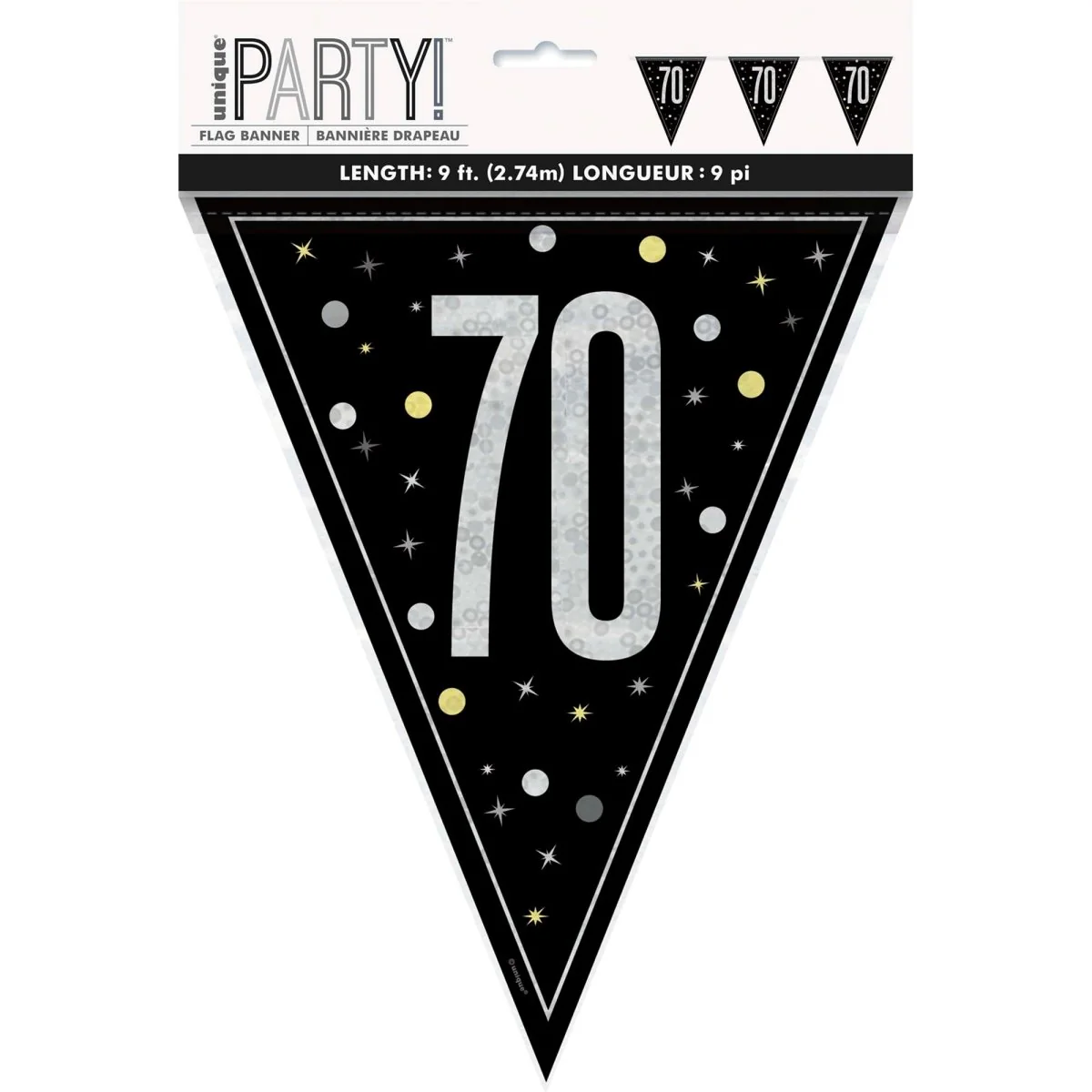 Bonne Fête Black/Silver - Pennant Banner - 70