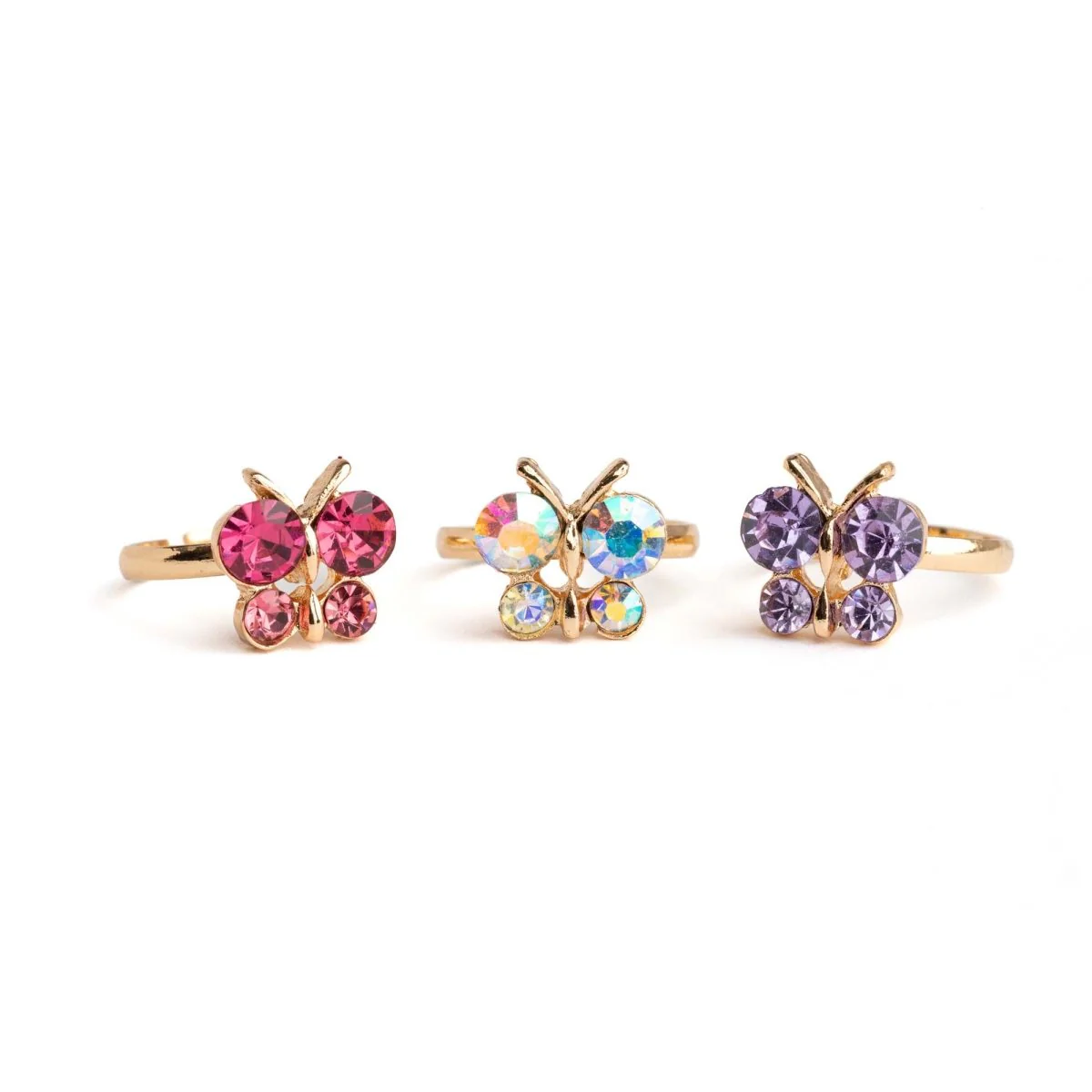 Boutique Butterfly Gem Ring Set for kids, 3 Count