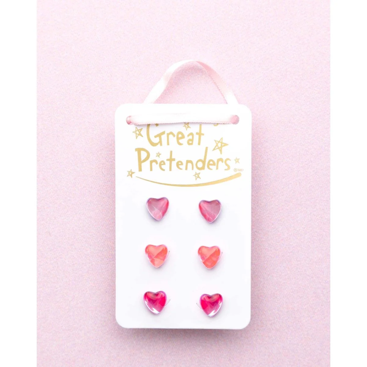 Boutique Holo Heart Studded Earrings for kids , 3 Count