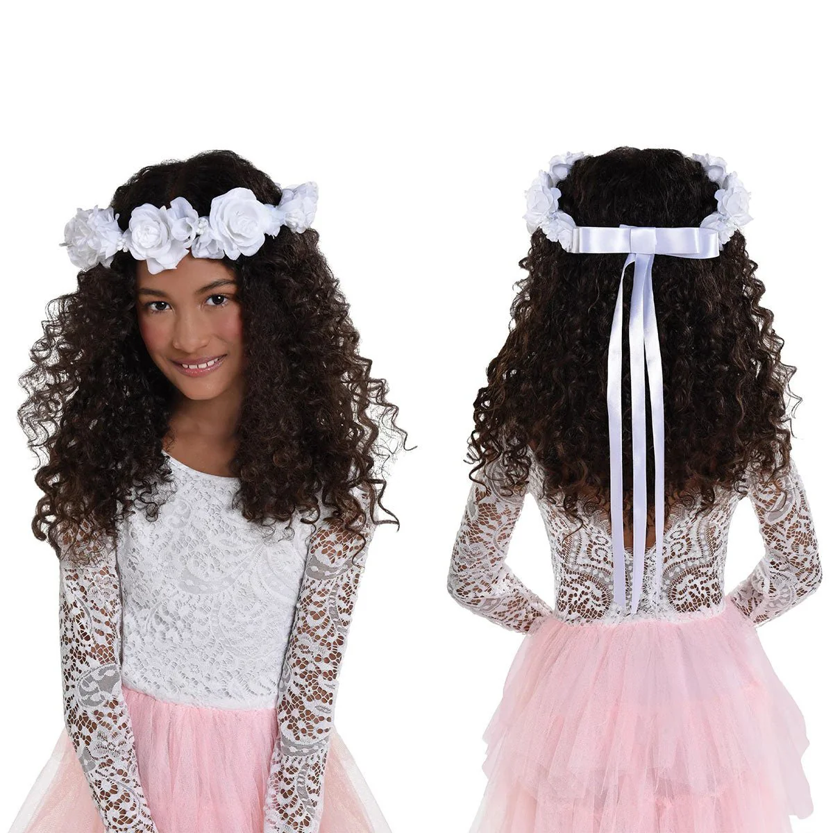 Bridal Shower Flower Girl White Head Wreath, Luxurious Shower Collection