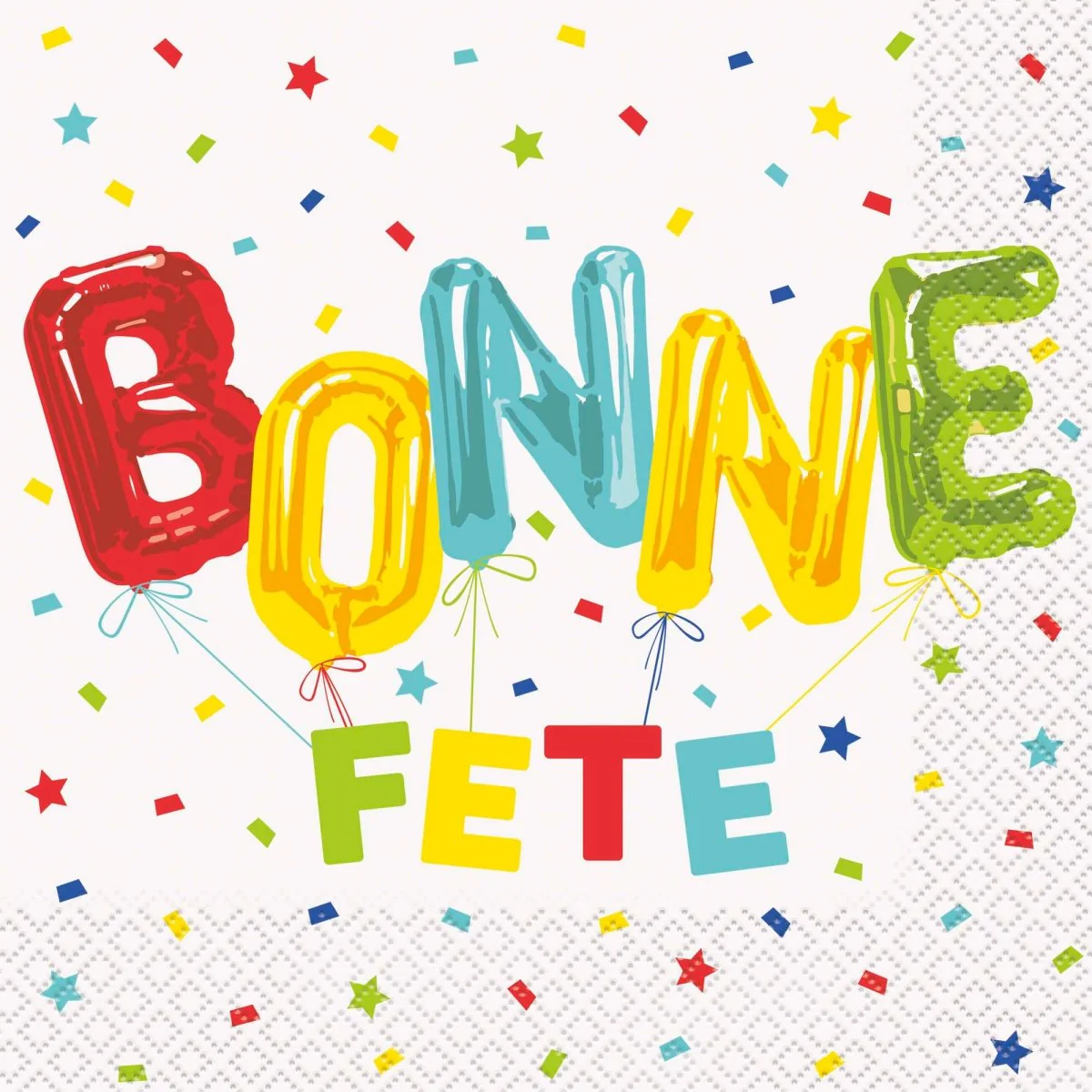 Bright "Bonne Fête" Large Lunch Napkins, 16 Count