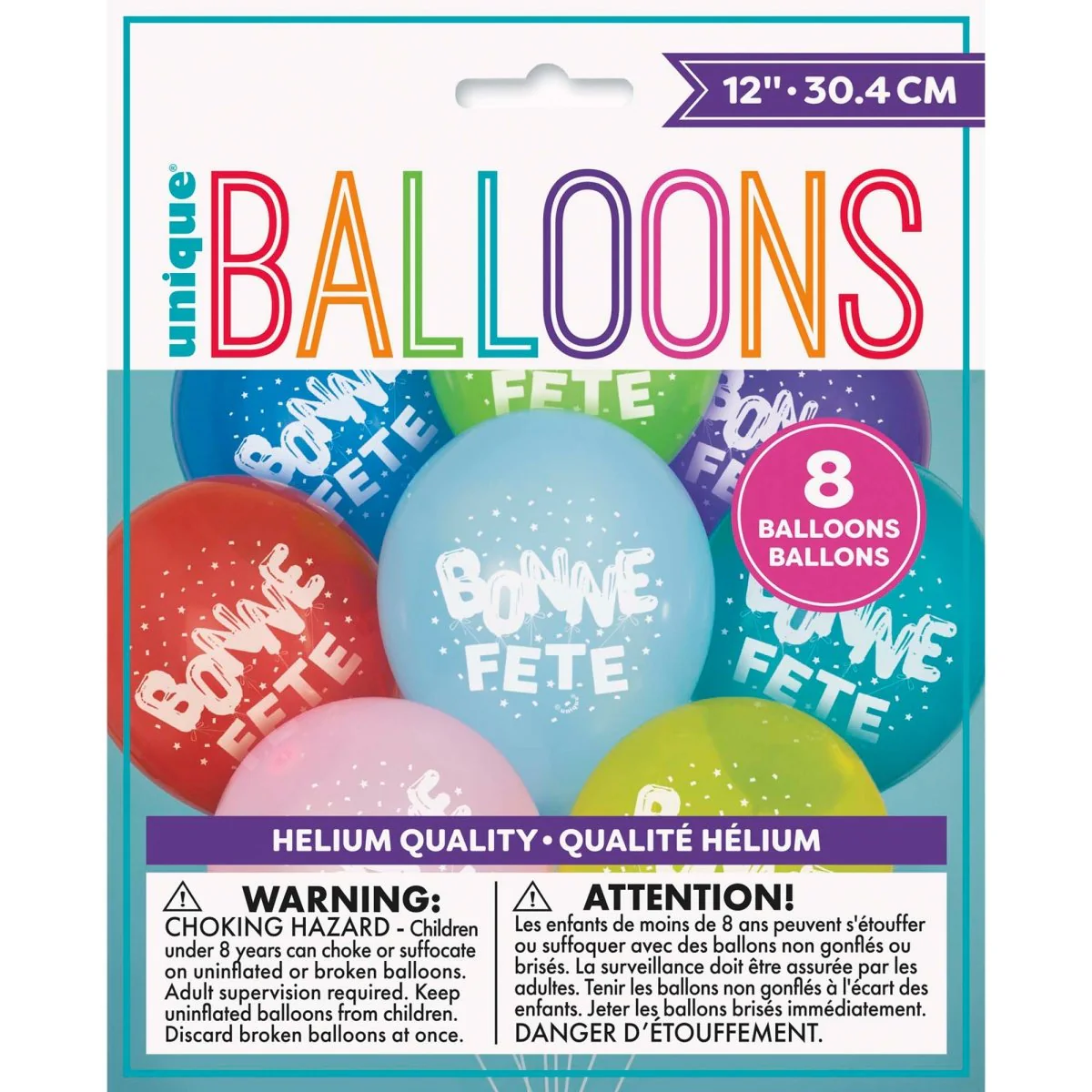 Bright "Bonne FĂȘte" Latex Balloons, 12 Inches, 8 Count - Image 10