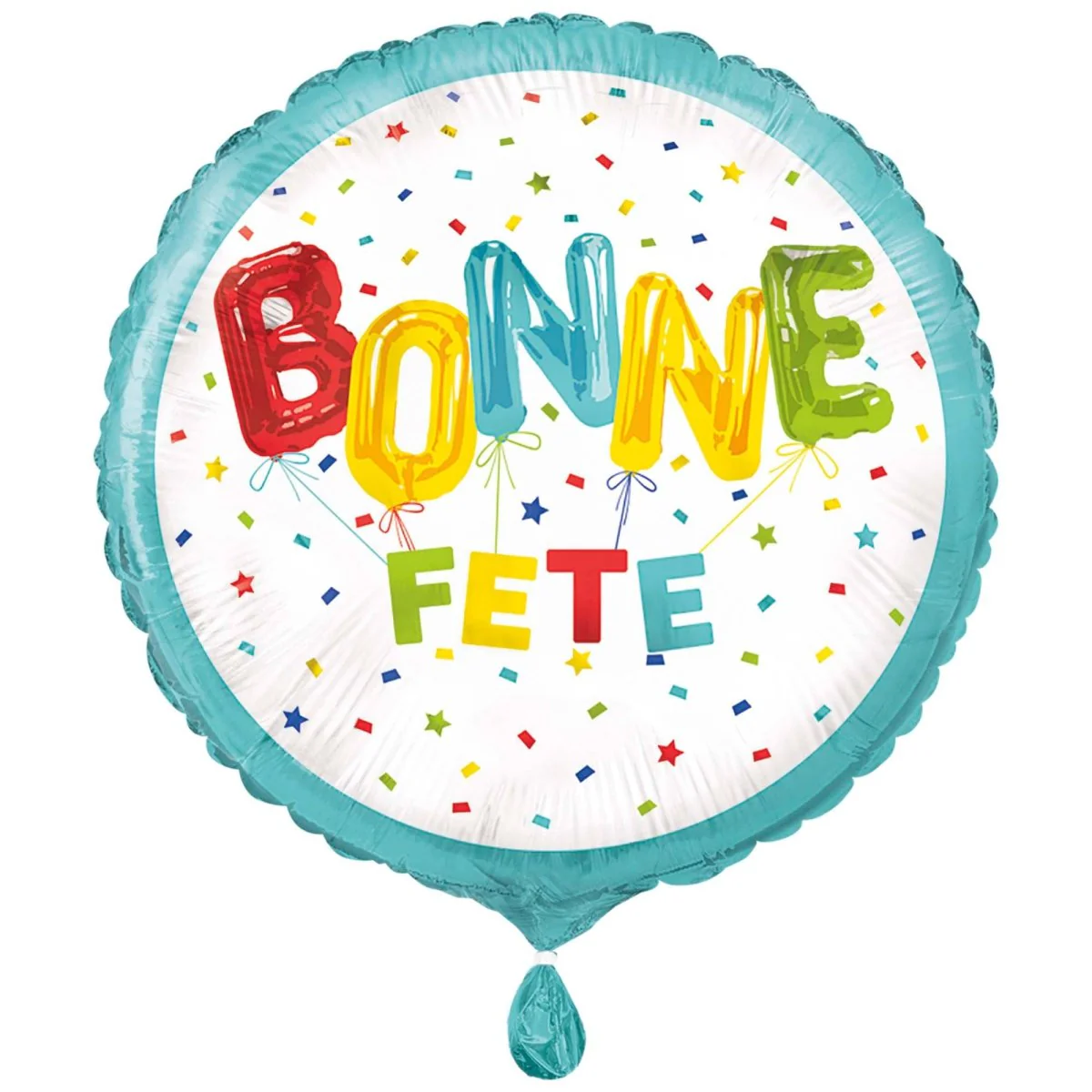 Bright "Bonne Fête" Round Foil Balloon, 18 Inches, 1 Count