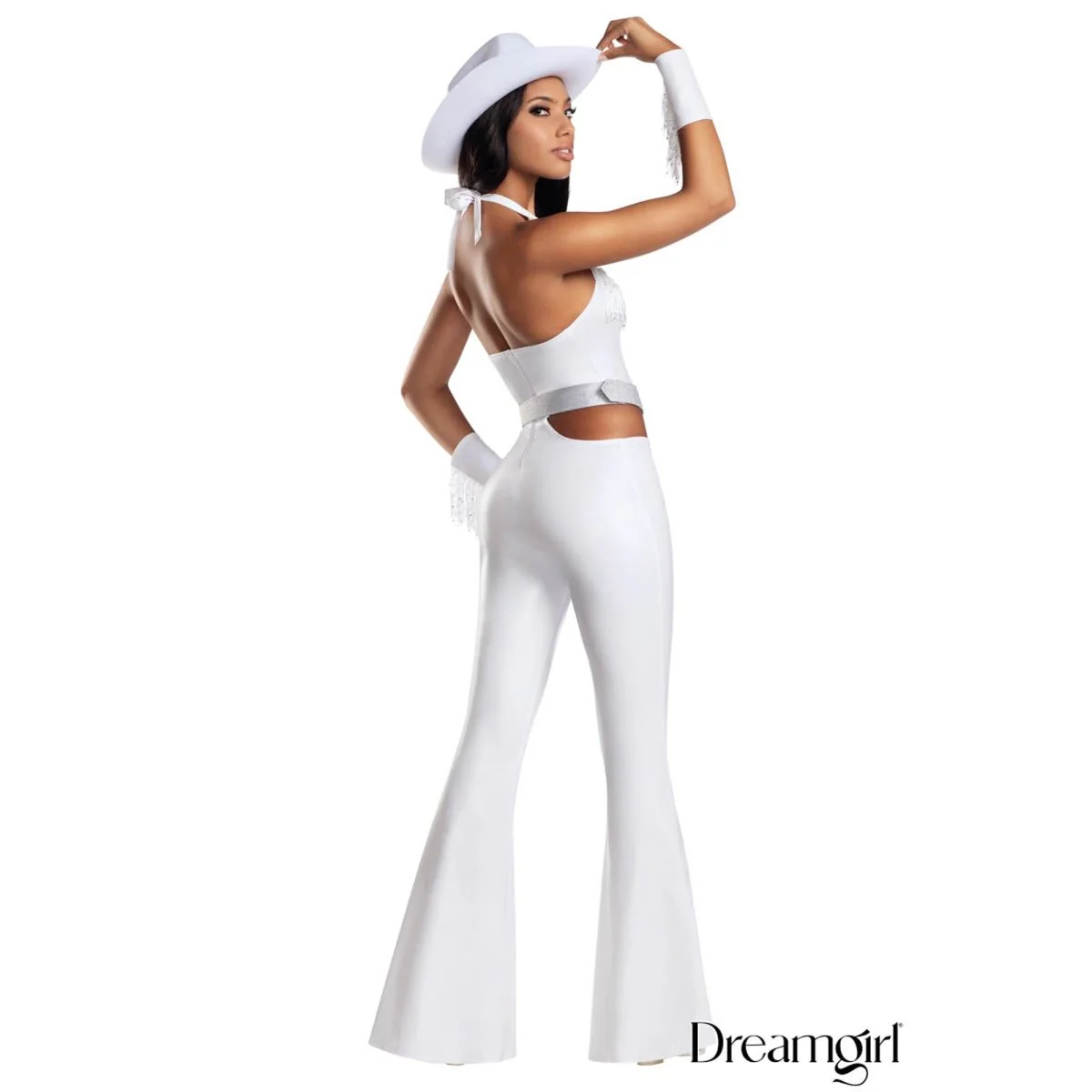 Buckle Bunny Cowgirl Costume for Adults, White Jumpsuit - Image 3