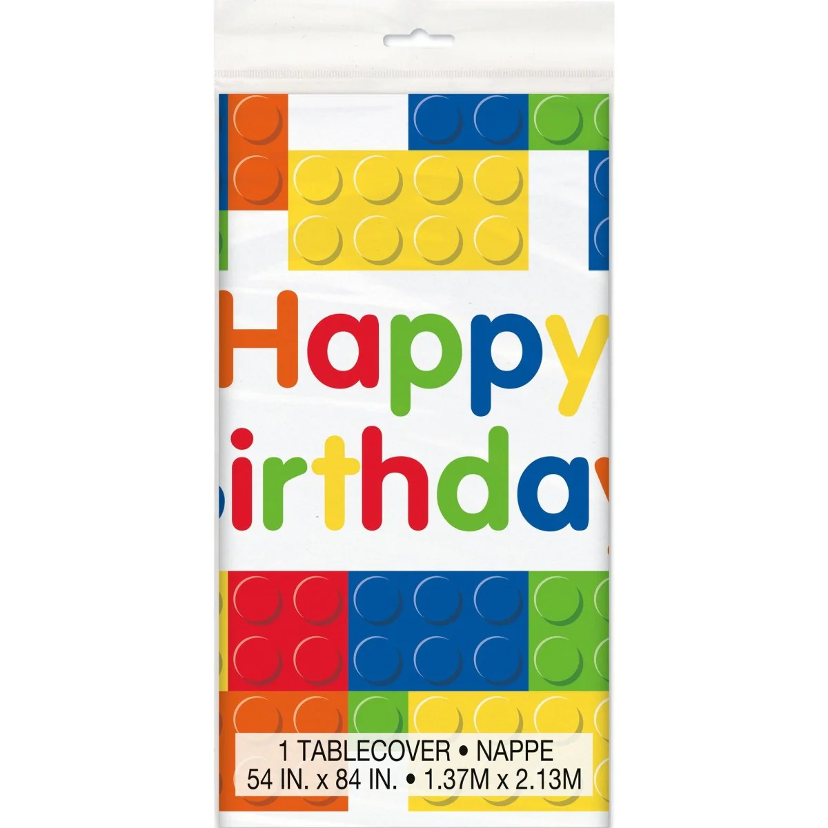 Building Blocks Birthday Rectangular Plastic Table Cover, 54 x 84 Inches, 1 Count - Image 2