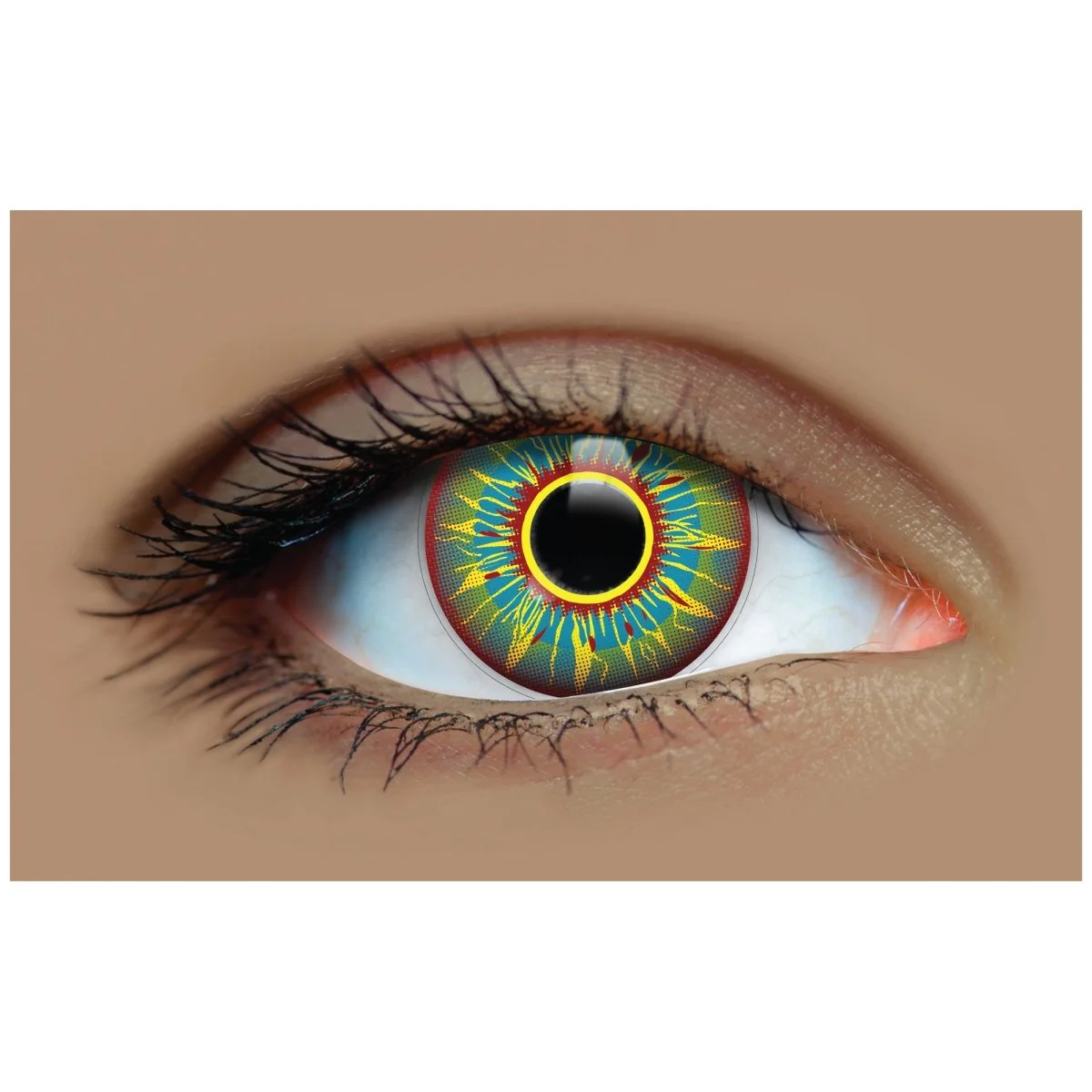 PRIMAL® Burning Man - Yellow, Blue, Red Coloured Contact Lenses, 3 Month Usage
