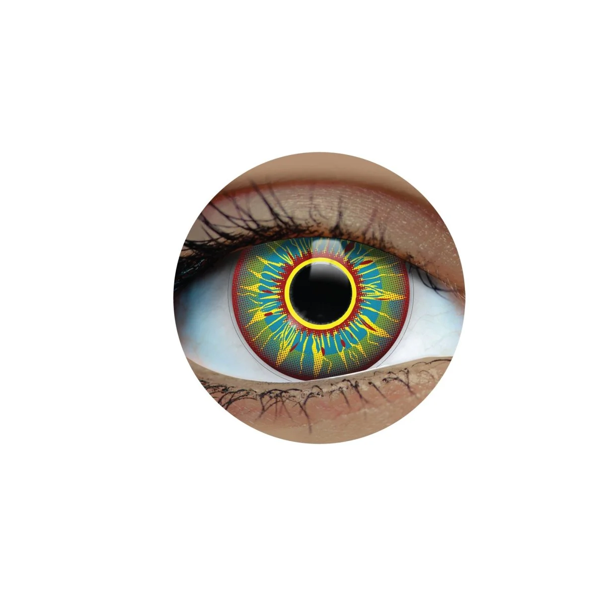 PRIMAL® Burning Man - Yellow, Blue, Red Coloured Contact Lenses, 3 Month Usage - Image 2