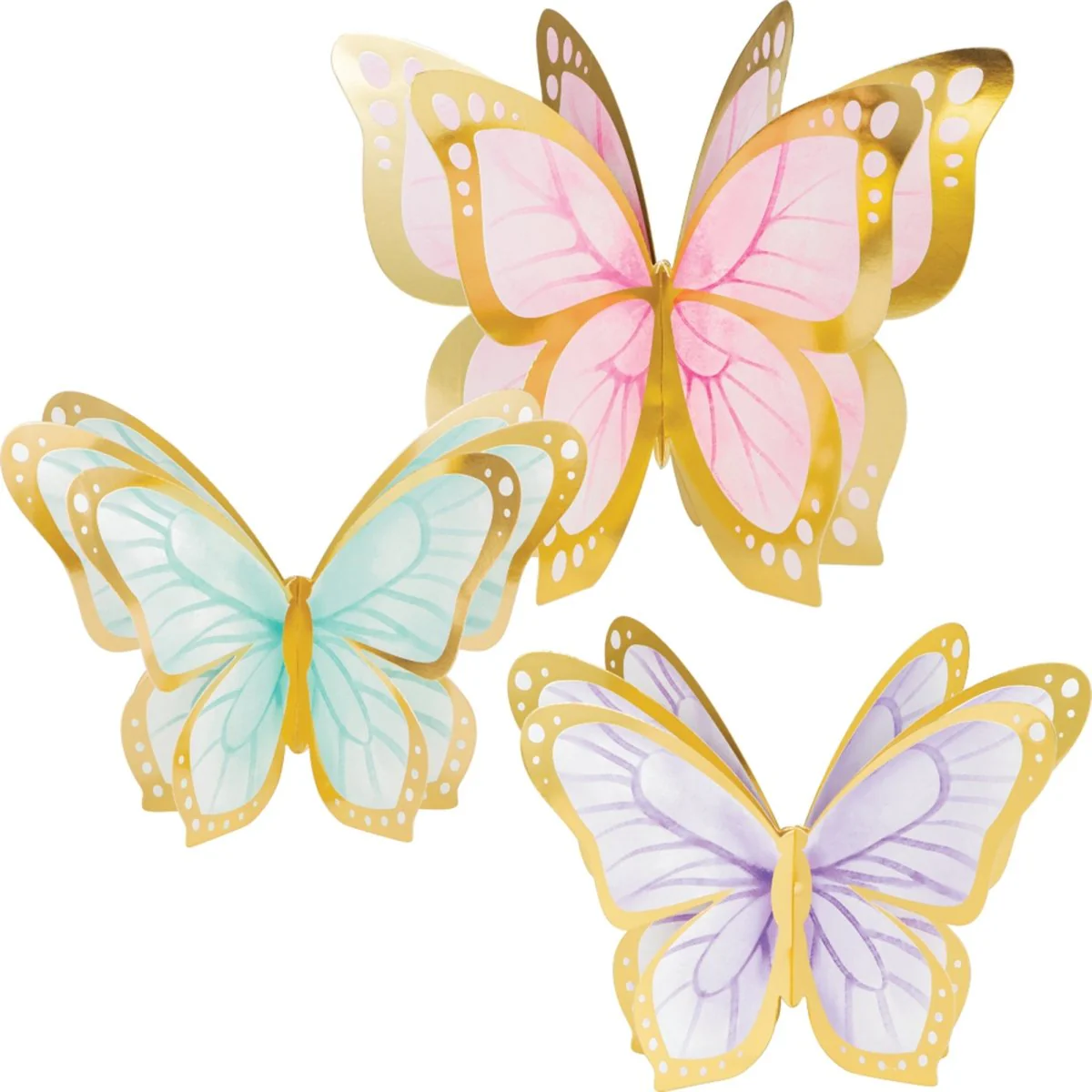 Butterfly Shimmer Birthday 3D Table Centerpieces, 3 Count