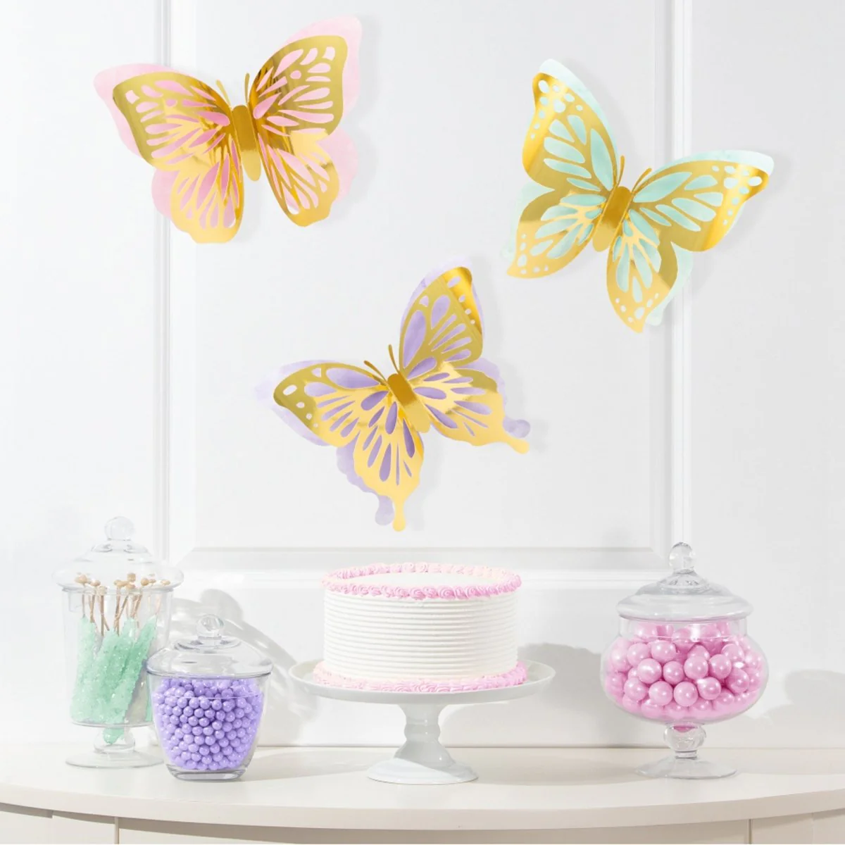Butterfly Shimmer Birthday 3D Wall Decoration, 3 Count - Image 2