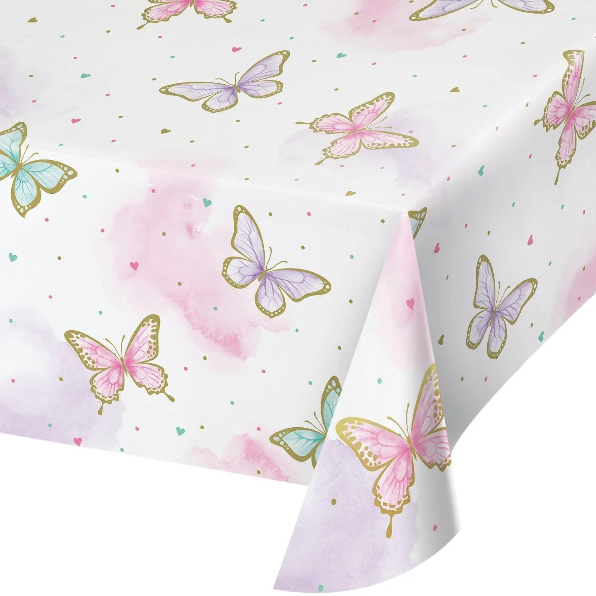 Butterfly Shimmer Birthday Rectangular Paper Table Cover, 54 x 102 Inches, 1 Count