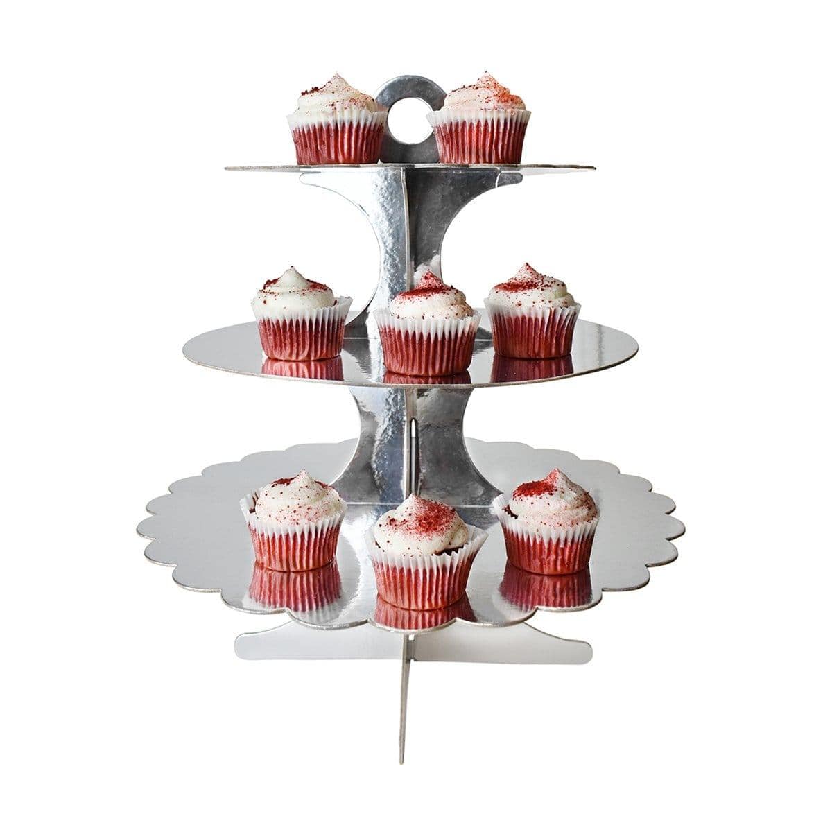 Cupcake Stand 3 Tiers - Metallic Silver - Image 2