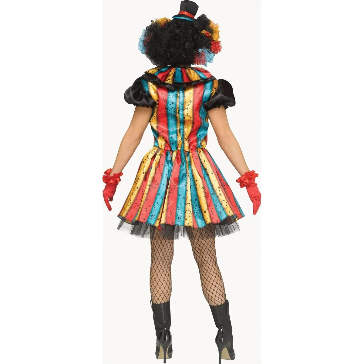 Carny Clown Costume for Adults, Multicolored Dress - Image 3